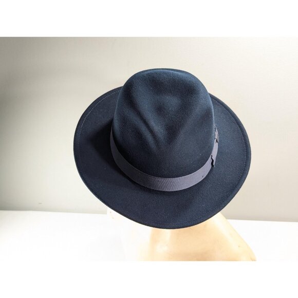 Bailey of Hollywood CURTIS Large 60 cm Navy Blue LiteFelt fedora made in USA, - Picture 4 of 10
